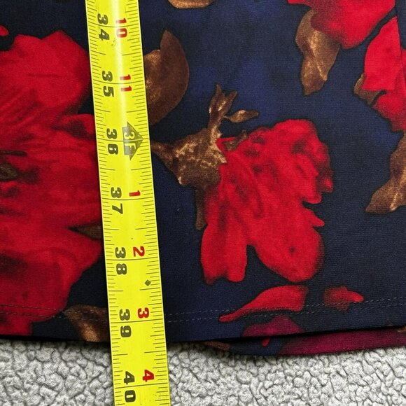 Chaps Dress Womens XL Dark Floral Ruched Cap Sleeve Surplice Sheath Stretch - Picture 10 of 10